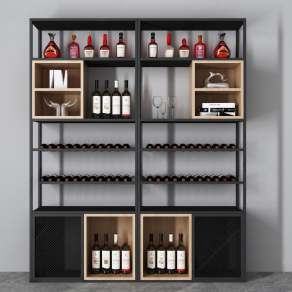 工业风红酒架3D模型下载